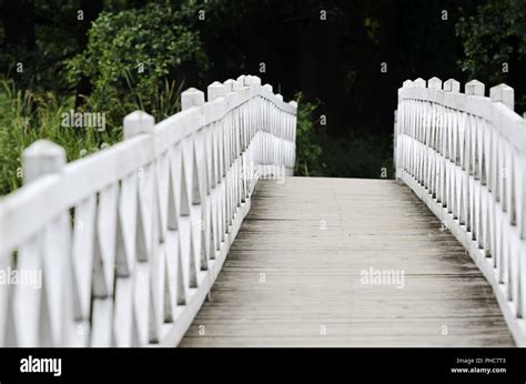 patterned wooden white foot bridge stock photo alamy