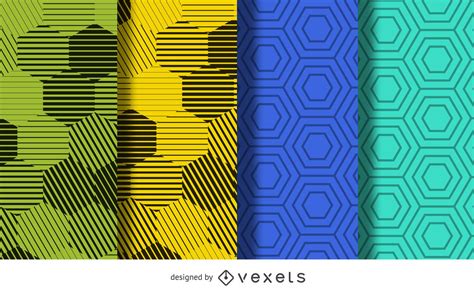 Hexagon Pattern Background Set Vector Download