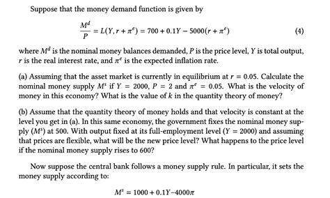 Suppose That The Money Demand Function Is Given By Chegg