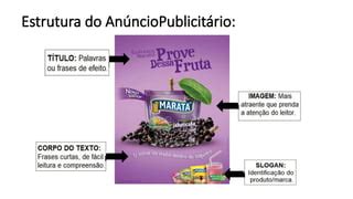 Gênero Textual Anúncio Publicitário - Apresentação do gênero textual Anúncio Publicitário | PPTX