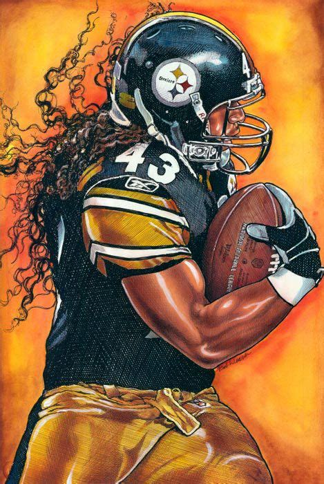 Troy Polamalu Steelers Pen Watercolor And Acrylic By Bob Weaver