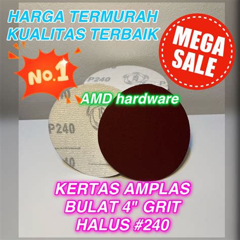 Jual KERTAS AMPLAS BULAT VELCRO 4 Inchi Grit 60 100 240 Halus Kasar