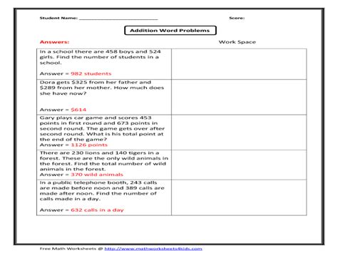 Three Digit Addition Word Problems