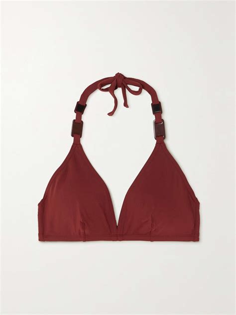 ERES Plexi Cubic Embellished Triangle Halterneck Bikini Top NET A PORTER