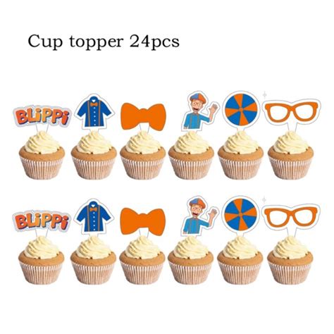 Blippi Theme Birthday Cupcake Banner Table Cover Party Hat Table Cover