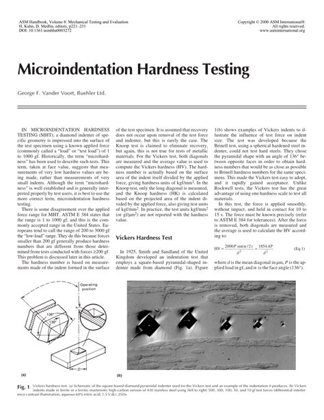 Pdf Microindentation Hardness Testing