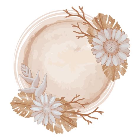 Cadre De Fleurs S Ch Es L Aquarelle Clipart De Flore Brune Png