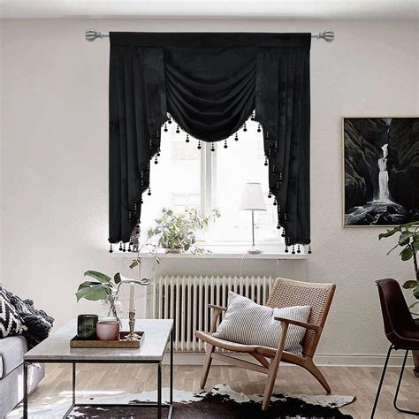 Jade Poke Black Velvet Valance For Living Room Luxury