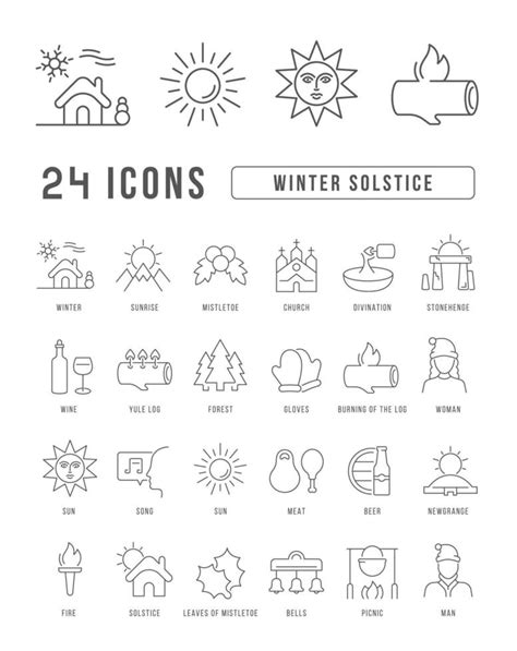 Set of linear icons of Winter Solstice 10561356 Vector Art at Vecteezy