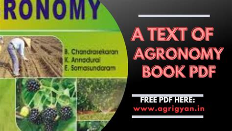 A Textbook Of Agronomy Book Pdf Download