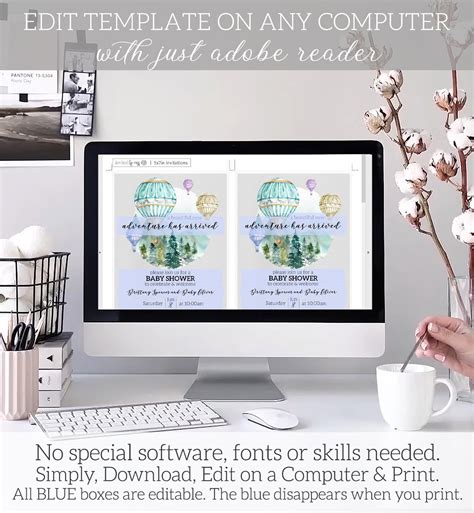 Hot Air Balloon Baby Shower Invitation Adventure Has Arrived Etsy