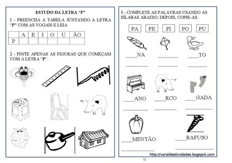 Atividade Com Pa Pe Pi Po Pu - Atividades com a Família Silábica do P - PA PE PI PO PU