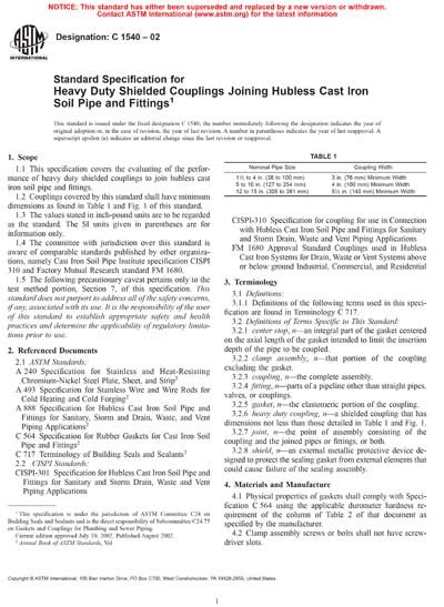 Astm C Standard Specification For Heavy Duty Shielded Couplings Hot