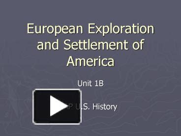 PPT European Exploration And Settlement Of America PowerPoint