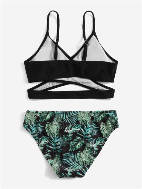 Fille Adolescente Bikini Imprim Tropical Crois Mode En Ligne Shein France
