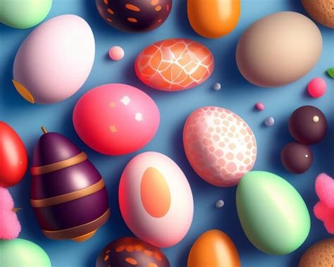 Una colección de coloridos huevos de pascua sobre un fondo azul Foto