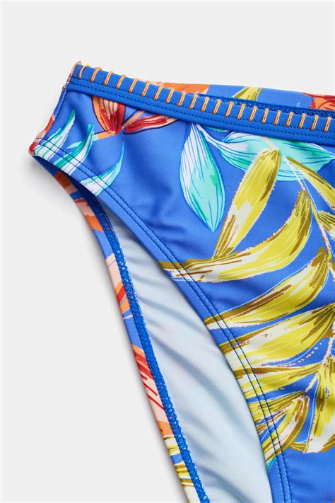 Tropical Print Whip Stitch Bikini Top High Rise Bottoms Set