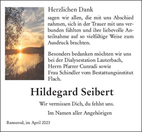 Traueranzeigen Von Hildegard Seibert Vrm Trauer De