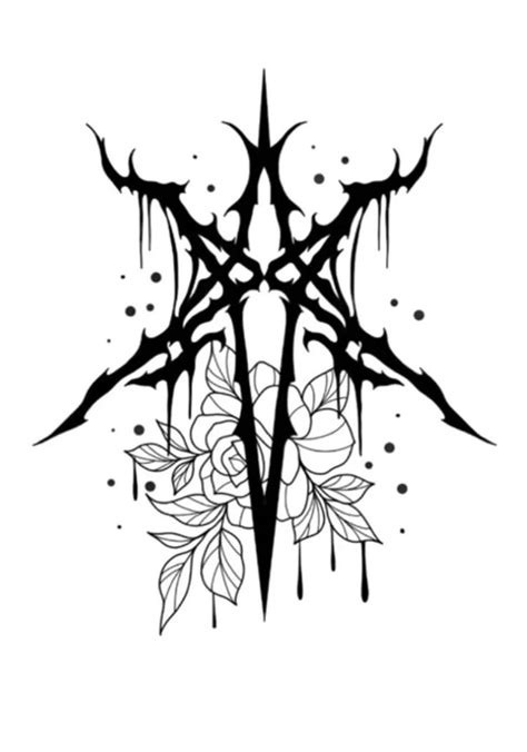 Bmth Tattoo Design With Flowers And Inverted Cross