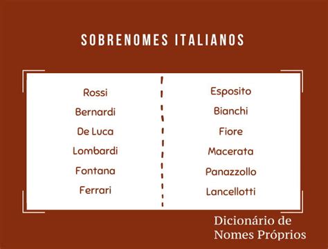 Nomes E Sobrenomes Italianos