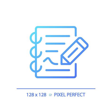 2d Pixel Perfect Gradient Report Icon Isolated Vector Thin Line Blue