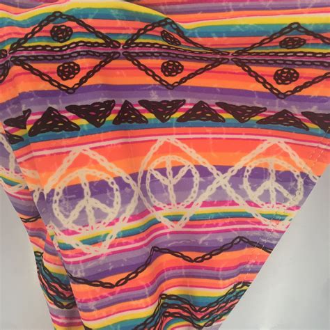 Op String Bikini Set Peace Stitches Pink Print Top M Gem