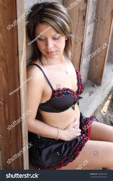 Beautiful Brunette Lingerie Against Textured Background Stock Photo 200385704 Shutterstock