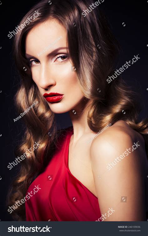 Brunette Beautiful Luxury Woman Red Dress Stock Photo Shutterstock