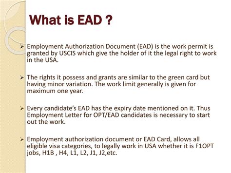 What Is Ead Employment Authorization Document Ead Is The Work Permit Is Granted By Uscis