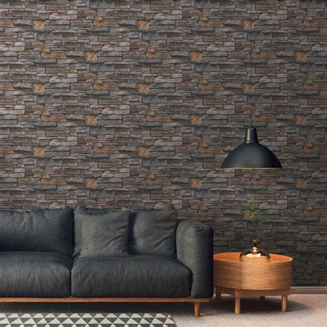 Stone effect wallpaper grey yellow - 3D stone wallpaper - non-woven wallpaper living room office ...