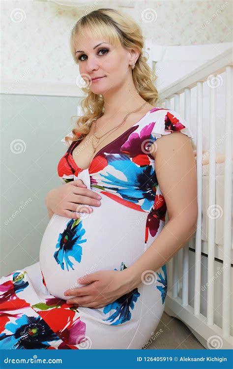 Beautiful Girl Pregnant Blonde Stock Image Image Of Female Bedroom 126405919