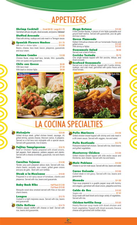 Spanish Menu