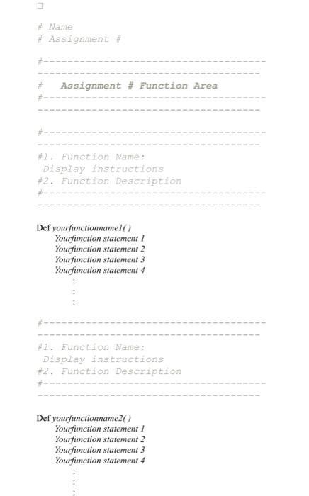 Solved Use Python Langauge Python Function Template Instr