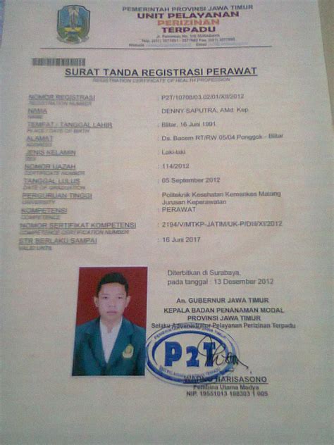 Detail Surat Tanda Registrasi Perawat Koleksi Nomer