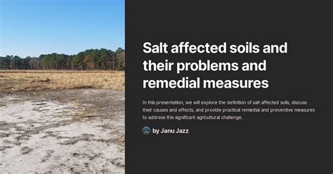 Salt Affected Soils And Their Problems And Remedial Measures