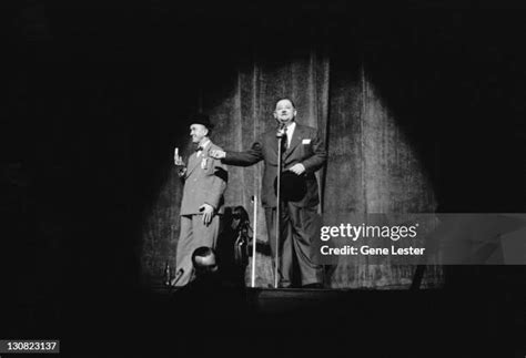 Comedy Double Act Stan Laurel And Oliver Hardy Performing On Stage In