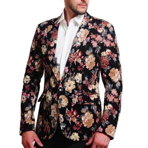 Mens Floral Blazer 100 Cotton Flower Print Blazers Free Shipping Mens Floral Blazer Floral