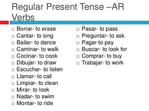 25 Pasar Conjugation Chart
