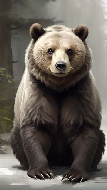 Premium Photo Hyperrealistic Charm Of A Cute Black And White Grizzly