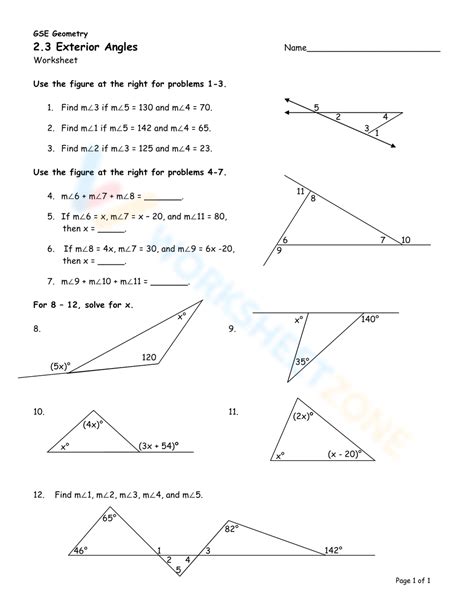 Free Printable Exterior Angle Theorem Worksheets - Worksheets Library