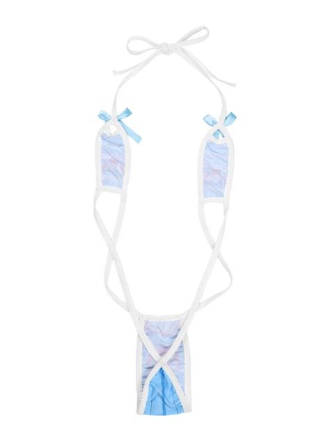 Iefiel Womens Micro Bikini Japanese Anime Bra And Panty Set Cosplay Thongs Swimsuit Bathing Suits