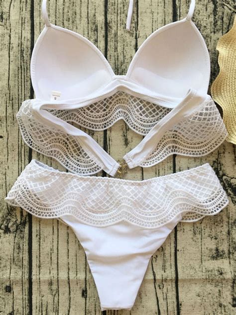 Maillot De Bain Blanc Bikini Taille Bas Maillot De Bain La Plage