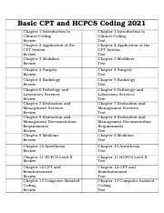 Basic Cpt And Hcpcs Coding Chapter Checklist Docx Basic Cpt And