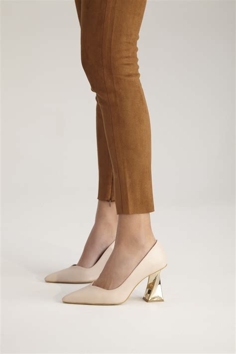 Ayakkabı Prensi Empire Kalın Topuk 8 Cm Nude Mat Stiletto