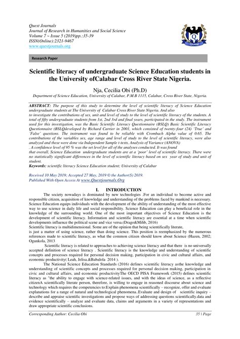 (PDF) scientific literacy