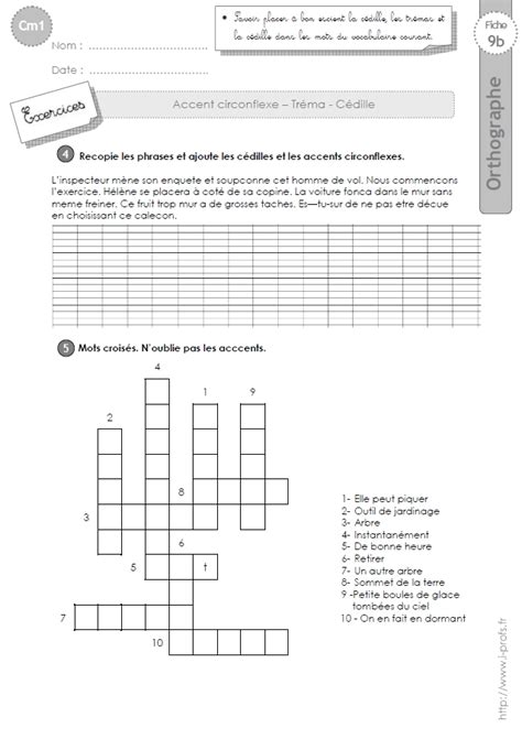 cm1 EXERCICES sur Accent circonflexe Tréma Cédille