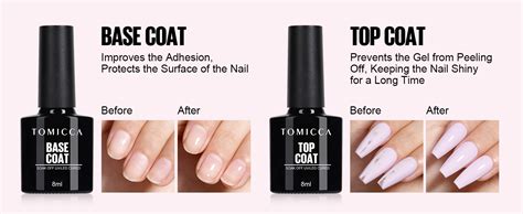 Tomicca Uv Nagellack Set Farben Gel Mit Base No Wipe Top Coat Milchig Wei Rosa Nude