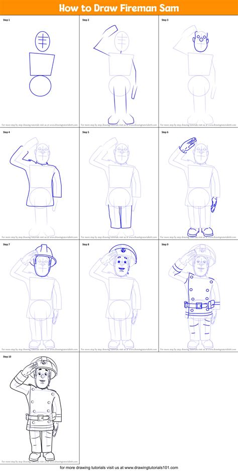 How To Draw Fireman Sam Printable Step By Step Drawing Sheet