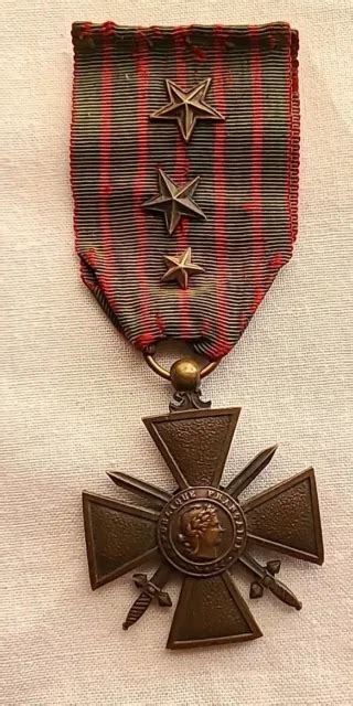 Superbe Ancienne Medaille Militaire Croix De Guerre Avec