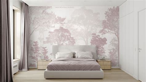 Авторские эко-обои с ажурными деревьями в спальню | 494025 estamped ...
